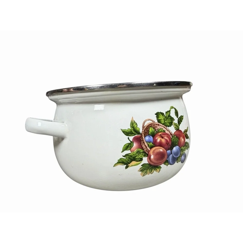 Vintage Enamel Fruit Pot‎ | Farmhouse Cottagecore Rustic Country Kitchen Decor
